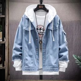 Men's Jackets Denim Jacket Mens Hooded Slim Fit Casual Streetwear Jean Jackets Long Sleeve Trendy Outerwear Autumn Winter Jacket Coat for Men 231215