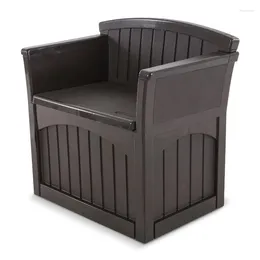 Camp Furniture Suncast 31-Gallon Resin Outdoor Storage Bench Brown Chair Garden Balcony