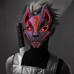 2021 Halloween Led Glowing Cold Light Glow Fox Cosplay Party Scary Mask Masquerade Cos Accessories Toys For Adult322B