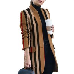 Dresses New Women's Wool Blends Coats Winter Autumn 2022 Fashion Lapel Printed Slim Long Woollen Ladies Overcoat Outerwear 5xl