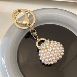 Keychains Fashion Imitation Pearl Handbag For Women Bag Charm Pendant Car Key Ring Girls Creative Chains Cute Keyrings