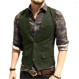 Men's Vests Herringbone Black Navy Men Slim Fit Suit Male Waistcoat Gilet Homme Casual Sleeveless Formal Business Jacket