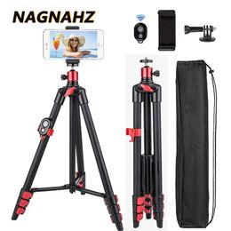 Holders Camera Tripod 55in Travel Portable Cell Phone Tripod for iPhone HUAWEI Xiaomi Galaxy with Mobile Phone Holder Wireless Bluetooth