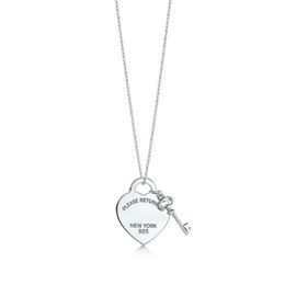 Fashion Please Return to New York Heart Key Pendant Necklace Original 925 Silver Love Necklaces Charm Women DIY Charm Jewellery Gift347N