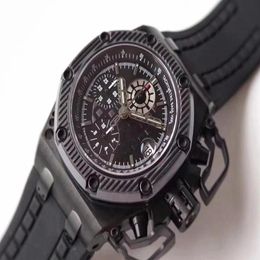 Top Quality Titanium Survivor 26165IO OO A002CA 01 Chronograph 3126 Movement Automatic Black Rubber Stainless Mens Wristwatch Men 284d