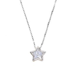 100% real 925 sterling silver star heart shape pendant necklace with silver gold box chain necklace for wedding jewerlry292S