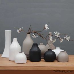 Vases Creative Chinese Black White Ceramic Vase Decor crafts Tabletop Flowerpot Weddings Living Room Home Decoration R231216