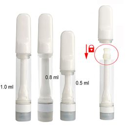 Tam seramik arabalar 0.5ml 1ml kalın yağ atomizerleri vape kartuşlar e-sigara boş cam tank seramik bobin buharlaştırıcı 2 delikli 510 iplik pres ipuçları kurşun ücretsiz arabalar