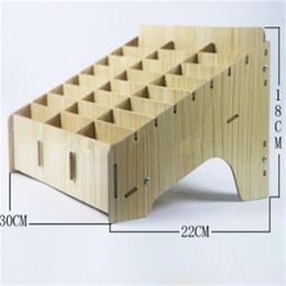 Wooden Storage Box Creative Desktop Office Meeting Finishing Grid Multi Cell Phone Rack Shop Display Organizer Mobile Phone Manage2619