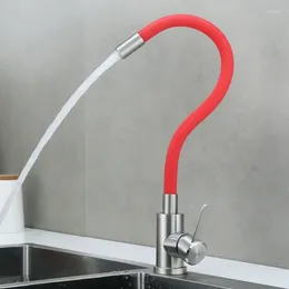 Kitchen Faucets Faucet And Cold Water Mixer Tap Silica Gel Nose Any Direction Rotating Multi-color Options Basin Sink