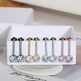 Stud Earrings European And American Trend Jewellery Wholesale Simple Shining Zircon For Women