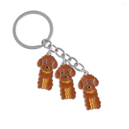 Keychains Poodle Shape Car Keychain Metal Dog Keyring Decorations Hanging Pendant (Poodle Brown)