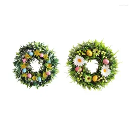 Decorative Flowers Easter Wreath For Front Door Decorated With Artificial Eggs Wreaths Wall Window Farmhouse Indoor Outdoor Decorations