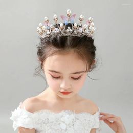 Hair Accessories Elegant Kawaii Sweet Lovely Crystal Pearl Crown Korean Hoop Children's Ornament Headdress