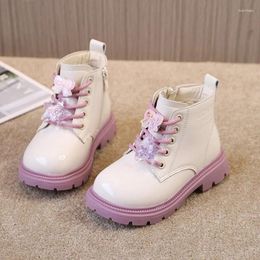 Boots Kids For Girls Winter 2023 Fashion Children Korean Style Sweet Princess Short Bow Elegant Catwalk Simple