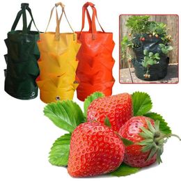 Strawberry Planting Growing Bag 3 Gallons Multi-mouth Container Bag Grow Planter Pouch Root Bonsai Plant Pot Garden Supplies W2294Z