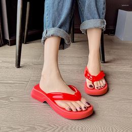 Sandals 2024 Original Thick Sole Herringbone Slippers Women's Ins Adult Soft EVA Flip Flops Outdoor Girls Casual Jelly