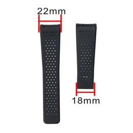 Fashion New Style Watch Accessories Panerai Natural Rubber Strap Adapter Thai TAG HEtER Calella Silicone Black Strap 22mm287T