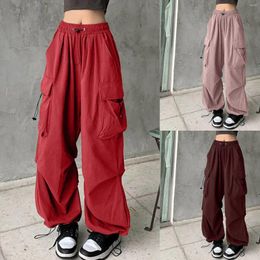 Women's Pants Hip Hop Y2K Cargo Women Harajuku Big Pockets Casual Trousers Streetwear Korean Drawstring High Waist Pantalones
