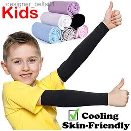 Sleevelet Arm Sleeves Kids Sports Cooling Arm Sleeves 4-12 Years Summer Long Arm Cover Sun UV Protection Girls Boys Elastic Ice Cycling Beach SleeveL231216