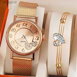 Women's Watches Elegant Rose Gold Heart Dial Watch Female Simple Temperament Student Waterproof Female High-level Female Luxury Watches WomenL231216