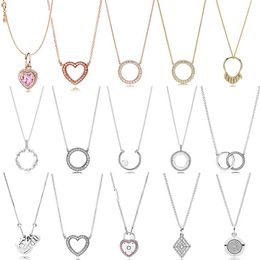 100% 925 Sterling Silver Pendants Necklace For Women Heart Valentine Day Heart-Shaped Necklaces Fashion Luxury Jewellery Gift213d