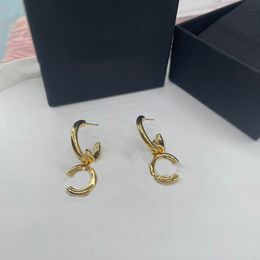 2024 Luxury quality charm drop earring in 18k gold plated have stamp box simple design Drop shipping PS3554A