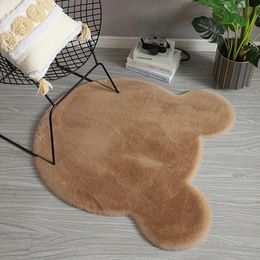 Carpet OLOEY Carpet Bear Shape Round Doormat Fluffy Mat Non-slip Fuzzy Plush Rug for Children Bedroom Baby Room Teen Girls Dorm Decor 231215