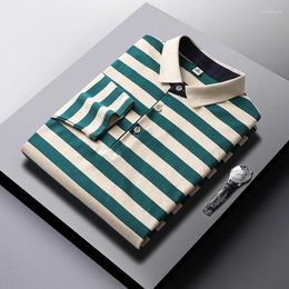 Men's Polos Summer Classic Striped Polo Mens Fashion Short Sleeve Cotton Clothes Men Business Casual Spring Shirt Male Drop