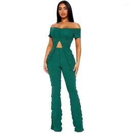 Women's Two Piece Pants 2 Women Sets 2023 Arrival Spring Summer Matching Pieces Off The Shoulder Top Suits Outfits Clothing