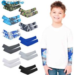 Sleevelet Arm Sleeves 1Pair Arm Sleeves for Kids Camouflage Solid Toddlers Child UV Protection Sleeve Cooling Anti Slip Arm Sleeve Ice Silk Arm CoversL231216