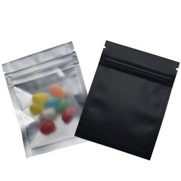 100Pcs Lot Black 7 5 10cm Resealable Matte Zip Lock Packaging Bag Aluminum Foil Clear Bag Self Seal Zipper Spice Powder Packing 234z