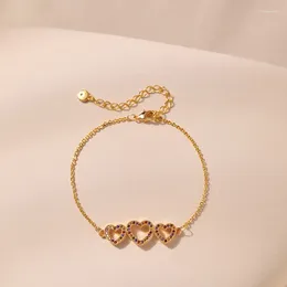 Link Bracelets Fashion Unique Design Elegant And Delicate Heart Shaped Gemstone Encrusted Bracelet Women Jewellery Wedding Party Premium Gifts