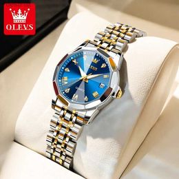 Women's Watches OLEVS Top Brand Women's Watches Elegant Rhombus Mirror Original Quartz Ladies Wristwatch Stainless Waterproof Diamond WristwatchL231216