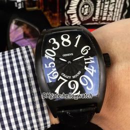 New CRAZY HOURS 8880 CH NR Black Dial Automatic Mens Watch PVD Black Case Leather Strap Cheap High Quality Gents Wristwatches196q