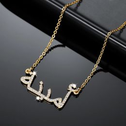 Charm Bracelets Custom Arabic Name Necklace Personalised Stainless Steel Crystal Pendant Iced Out Names Jewellery For Women Birthday Gift 231215