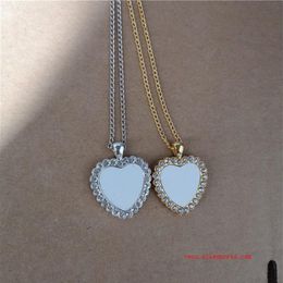 sublimation blank necklaces pendants with drill woman necklace pendant transfer printing consumable materials 15pcs lot 0927275Z