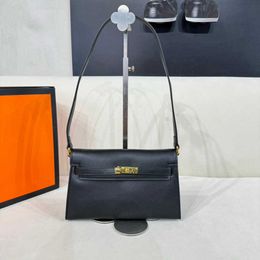 Akilyle Designer Luxury Bag Helan Underarm Bag Gold Buckle Elephant Grey Shoulder Bag Handbag Versatile Durable