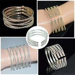 Bangle Multicolor Crystal Bracelet Multi-layer Full Rhinestone Bridal Jewellery Shining Cubic Zirconia Hand Wrist Bracel Women's