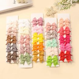 Hair Accessories 10/20Pcs/Lot 6cm Solid Grosgrain Ribbon Bowknot Kids Clips Handmade Bows Baby Girls Barrettes Hairpins Po Props Gift Set