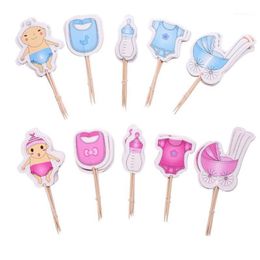 20pcs Baby Shower Cup Cake Toppers Boy Girl Party Cute Decoration Baby Shower Birthday Party DIY Cake Topper Supplies1292Q