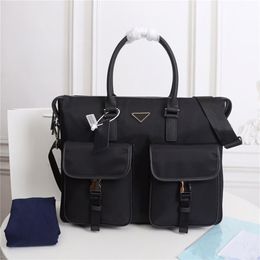 Men's black nylon designer waterproof briefcase high quality laptop bag large capacity casual simple office handbag2229