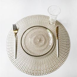 Gold Silvery Round Placemats Kitchen PVC Insulated Mats For Dining Tables Drink Coasters Coffee Cup Pad Home Restaurant Decor & Pa274U