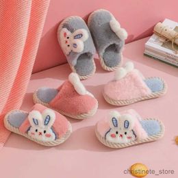 Slipper Children's Slippers Baby Cotton Shoes Warm Kids Winter Cute Rabbit Cartoon Fur Slippers Little Girl Boy Soft Bottom Home Shoes R231216