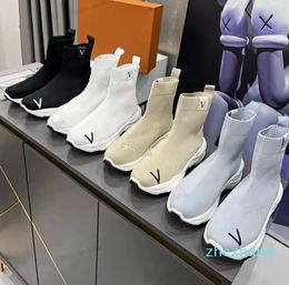 Women Newsneaker Boot fabric English high top Black White Beigo Grey womens casual Socks Platform kint Trainer sneakers size