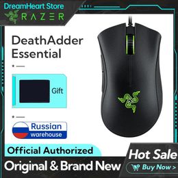 CPUs Razer Deathadder Essential Wired Gaming Mouse Gamer 6400dpi Ergonomic Design Mechanica Side Button Mice for Pc Laptop