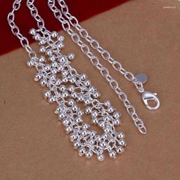 Chains 925 Sterling Silver Grape Smooth Bead Necklace For Wedding Engagement Women's Fashion Jewelry