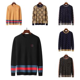 Designer Women's Men's Sweaters Autumn Winter Crew Neck Striped Jacquard Knitted Long Sleeve Sweater Pure Cotton Jacquard Knitted Sweater