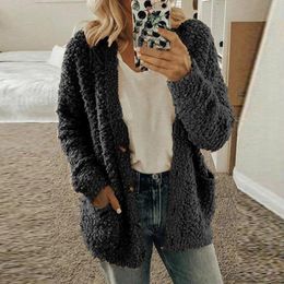 Women's Jackets Woman Jacket Fashion Long Sleeeve Outfit Hooded Fleece Wool Coat Women Warm Sweaters 2023 Ladies Winter Cardigan