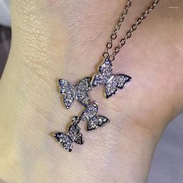Chains Vintage Butterfly Necklace Pendant Senior Clavicle Chain Hip Hop Accessories Jewellery Diamonds Zirconia 925 Silver
